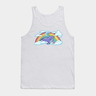 Whale flying in the middle of a rainbow Tank Top